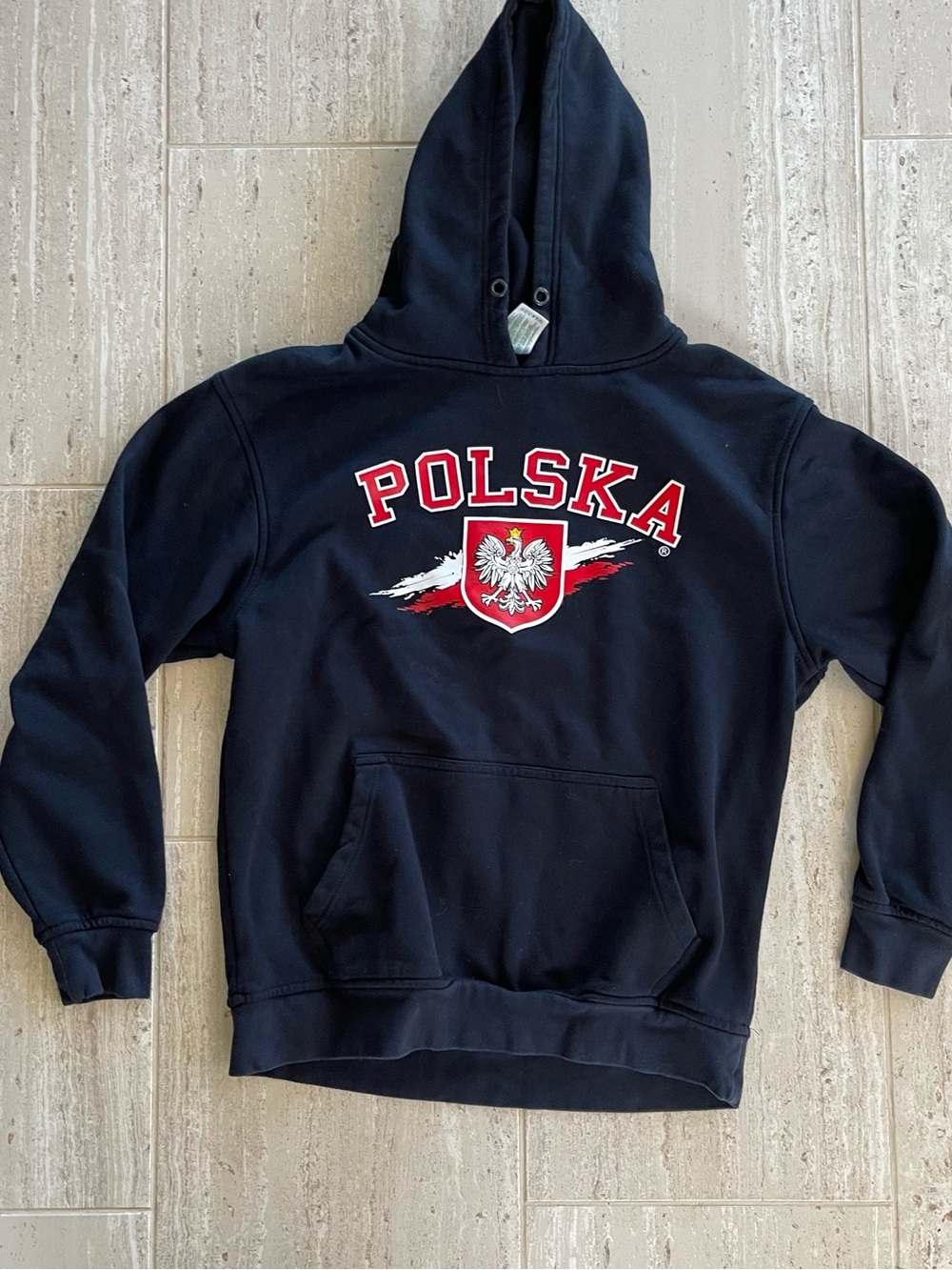 Polska Graphic Navy Hoodie - Men’s Pullover Sweatshirt